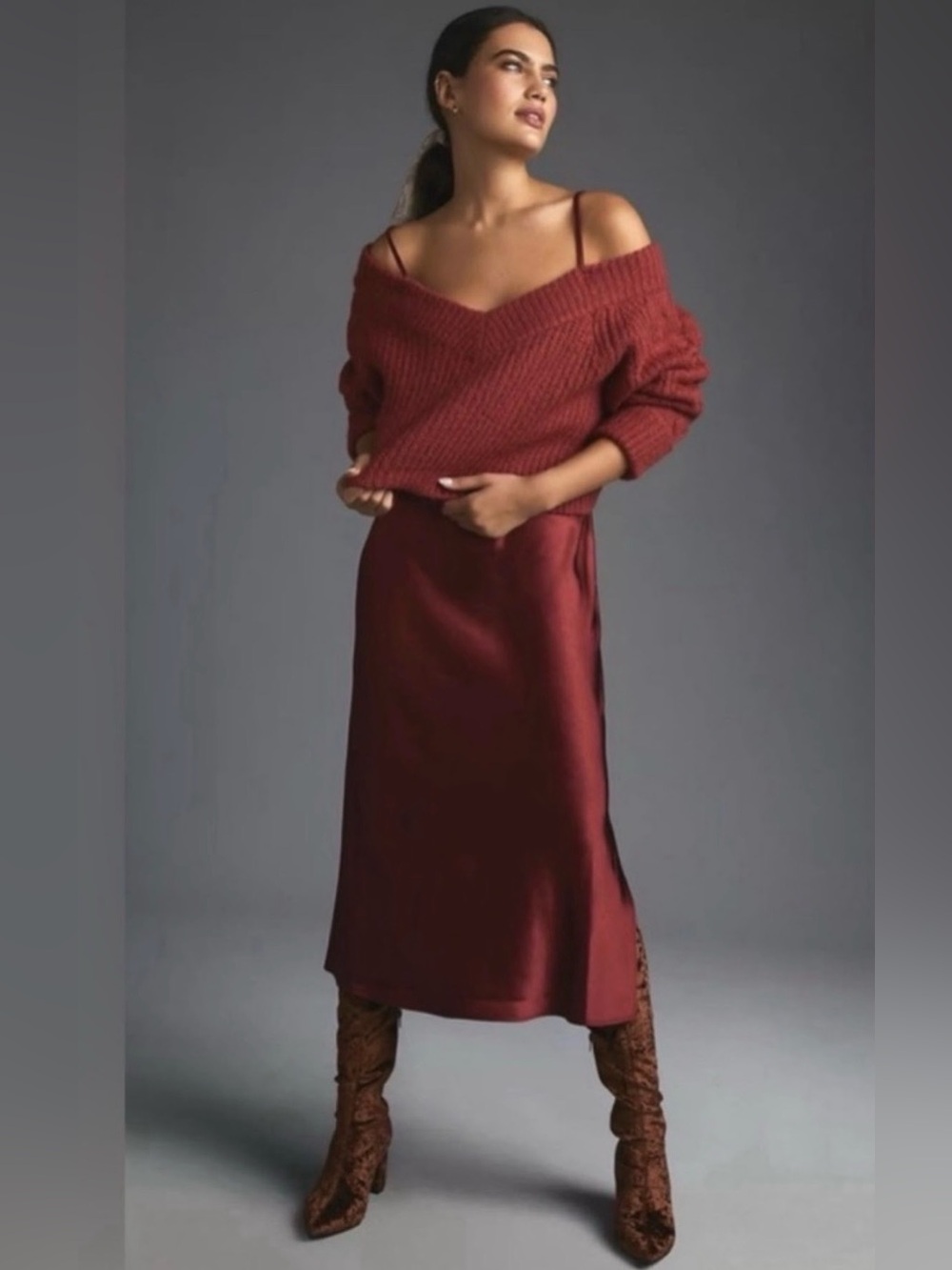 NWT Mare Mare Layered Knit Sweater & Satin Slip Dress Small Anthropologie